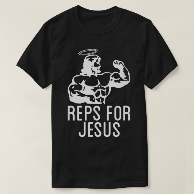 T-shirt Repères Pour Jésus Noir Musculaire Gros Jésus Asce (Design devant)