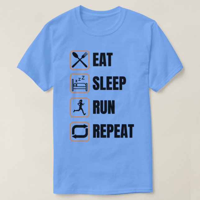 T-shirt Répéter la course de sommeil (Design devant)