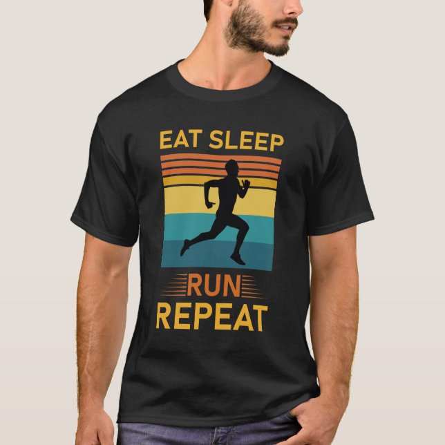 T-shirt Répéter la course de sommeil - Marathon Runner, co (Devant)
