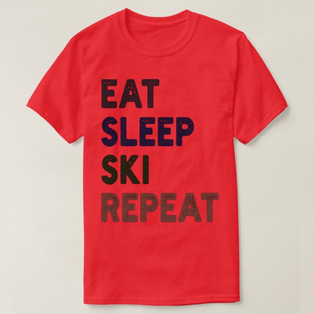 T-shirt Répéter la séance de ski du sommeil 1 (Design devant)