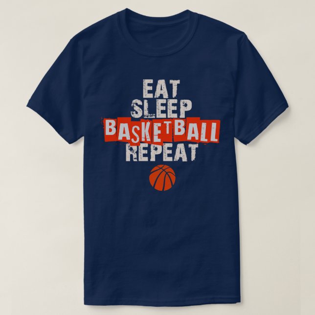 T-shirt Répéter le basketball du sommeil (Design devant)