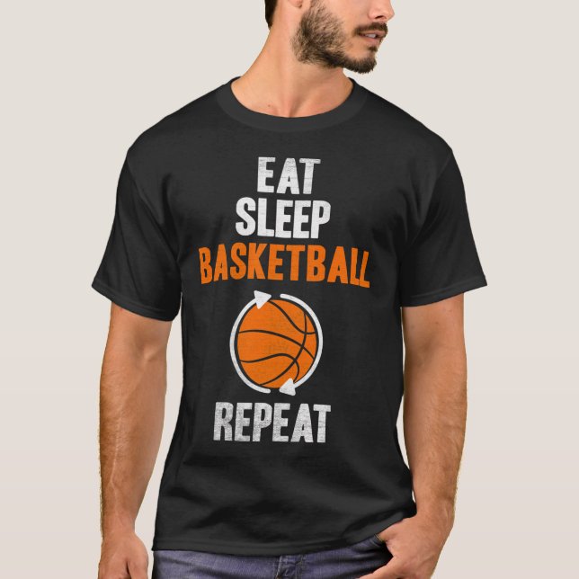 T-shirt Répéter le basketball du sommeil - Joueur de baske (Devant)