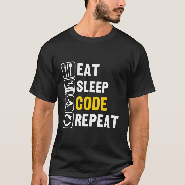 T-shirt Répéter le code du sommeil (Devant)