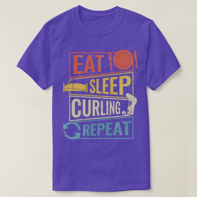 T-shirt Répéter le curling du sommeil 12 (Design devant)