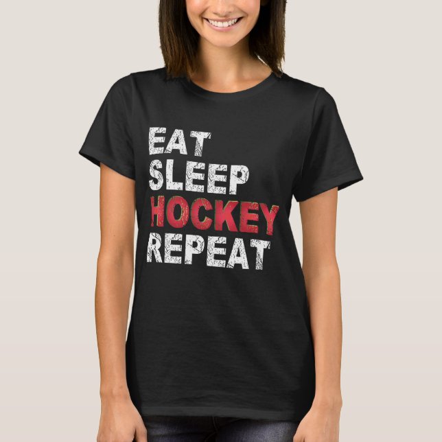 T-shirt Répéter le hockey du sommeil (Devant)