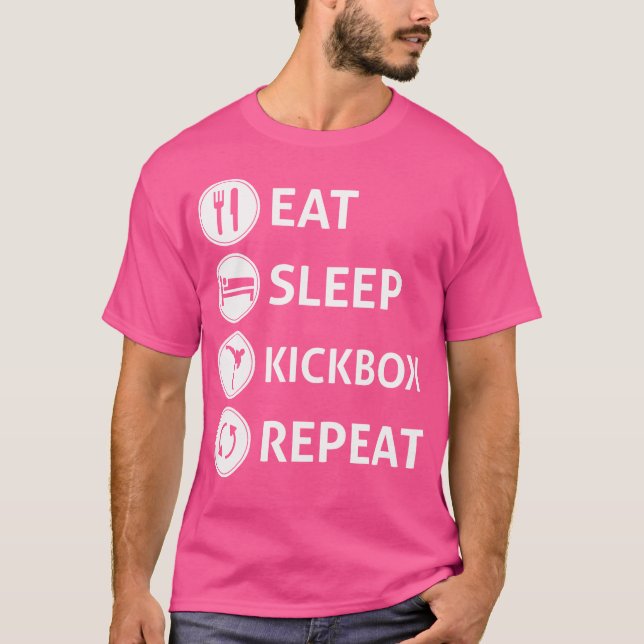 T-shirt Répéter Le Kickbox Du Sommeil Pour Le Kickboxing (Devant)