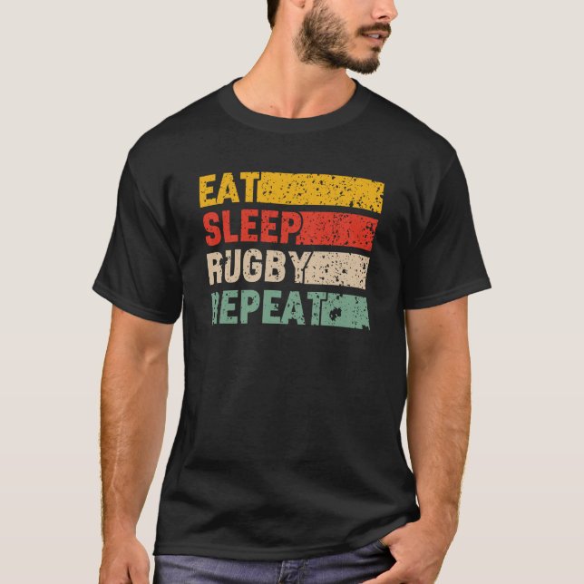 T-shirt Répéter le rugby du sommeil (Devant)