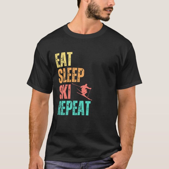 T-shirt Répéter le ski du sommeil (Devant)