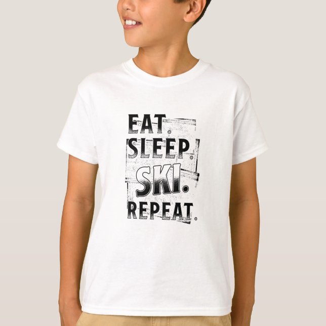 T-shirt Répéter le ski du sommeil (Devant)
