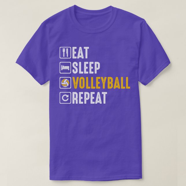 T-shirt Répéter le volley-ball du sommeil (Design devant)