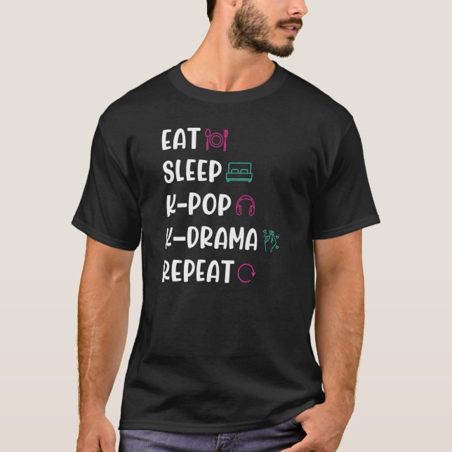 T-shirt Répétition K-Pop K-Drama pour le sommeil (Devant)