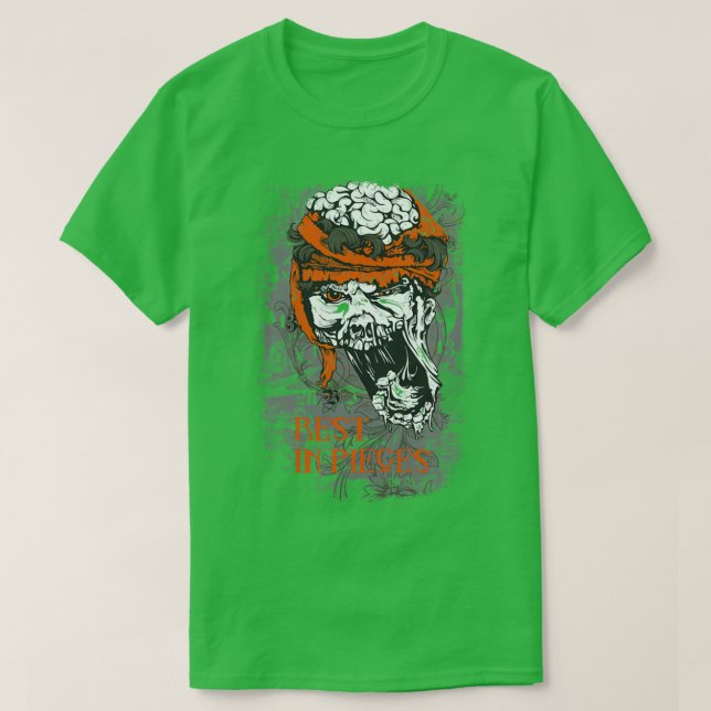 T-shirt Repose en morceaux Zombie Skull Zombie (Design devant)