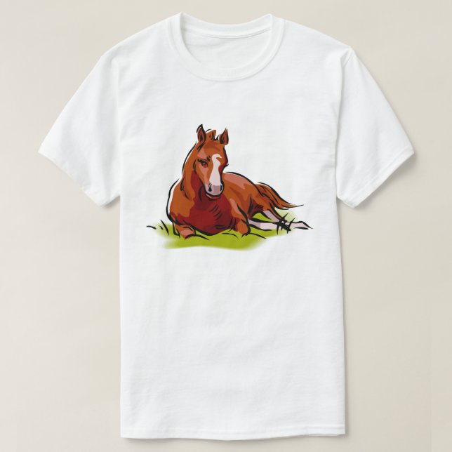 T-shirt Repose Foal Quiet Cheval Equine Thème (Design devant)