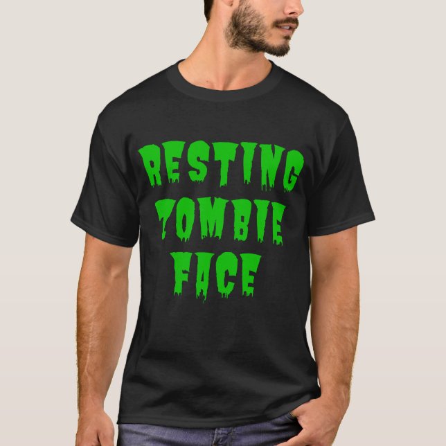 T-shirt Repose Visage Zombie - Drôle Halloween 2022 (Devant)