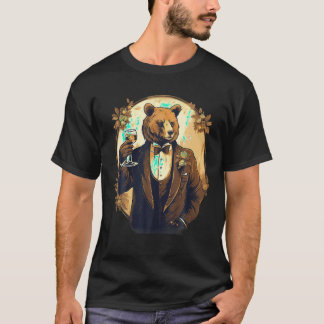 T-shirt représentation artistique sophistiquée ours boire 