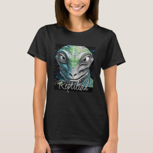 T-shirt Reptilian Lizard Homme Alien Extraterrestre En cou