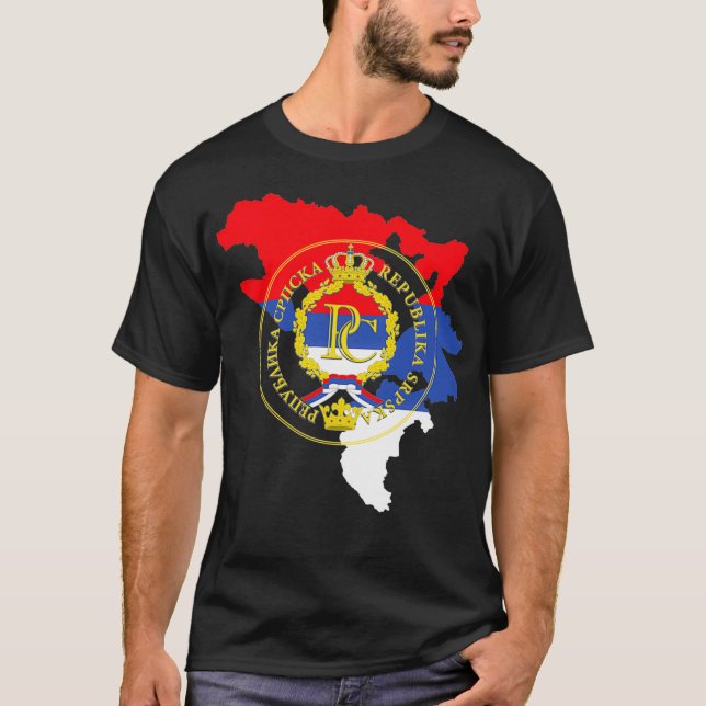 T-shirt Republic Srpska RS Mapa Emblem Grb Banja Luka Srps (Devant)