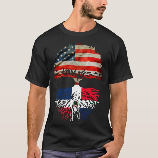 T-shirt Republica Dominicana roots American grown  (Devant)