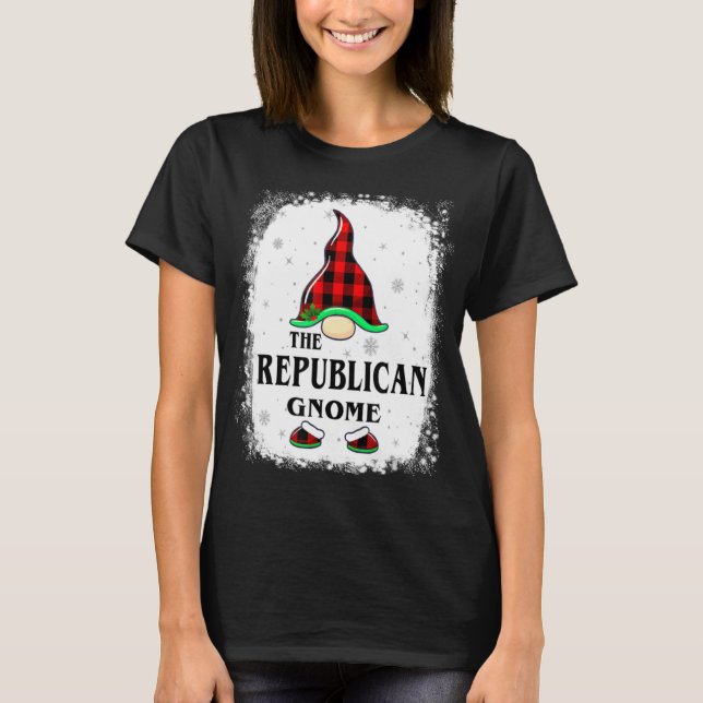 T-shirt Republican Gnome Buffalo Plaid Matching Family Xma (Devant)