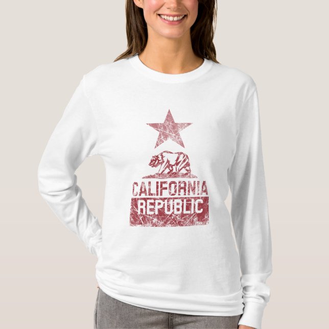T-shirt RÉPUBLIQUE DE CALIFORNIE Distresse sur le drapeau  (Devant)
