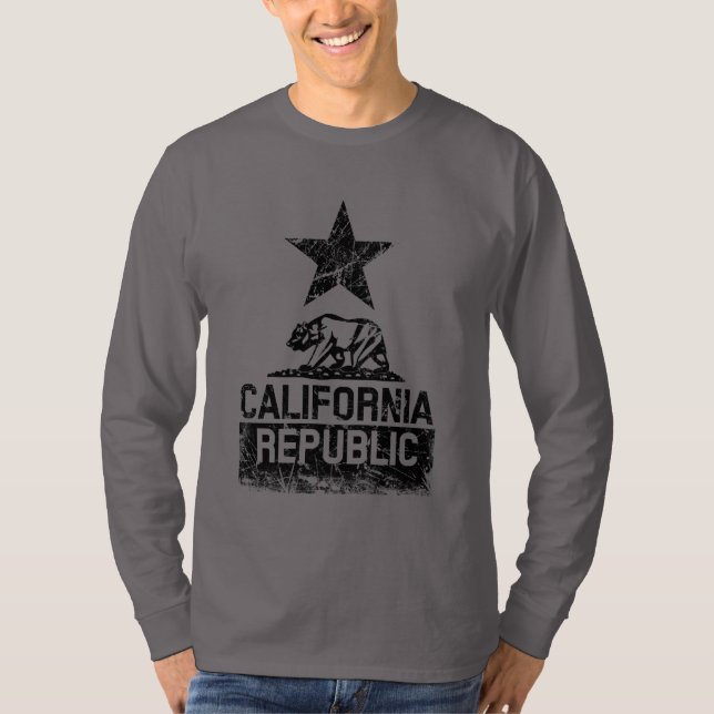 T-shirt RÉPUBLIQUE DE CALIFORNIE Drapeau de l'État Grunge  (Devant)
