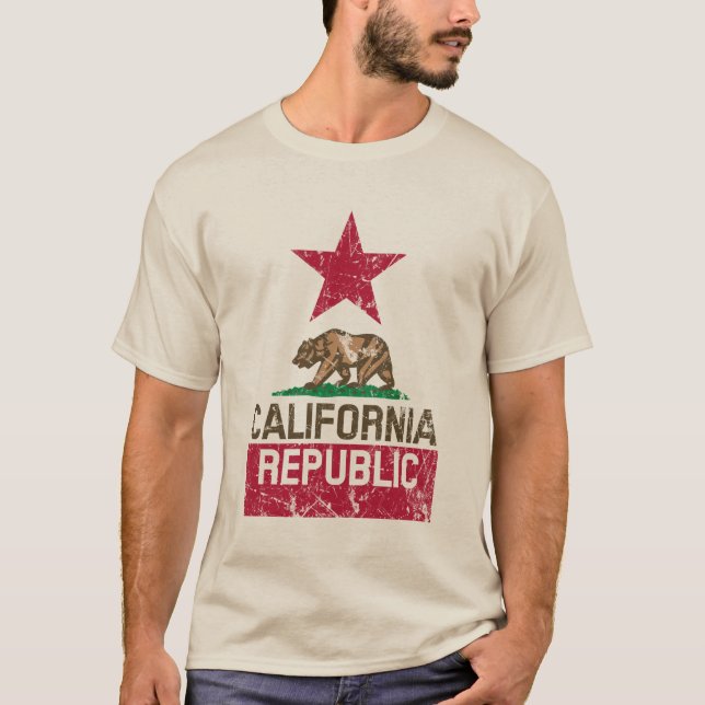 T-shirt RÉPUBLIQUE DE CALIFORNIE Drapeau de l'État Grunge  (Devant)