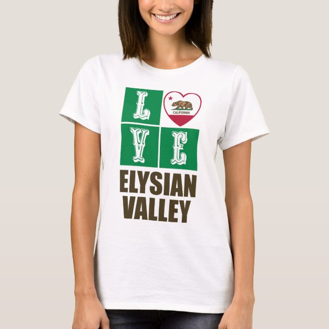 T-shirt République de Californie Drapeau Love Elysian Vall (Devant)
