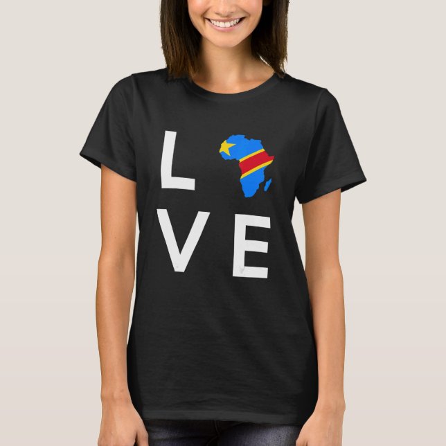T-shirt République Démocratique du Congo Drapeau Aimer Afr (Devant)