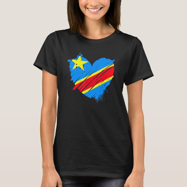 T-shirt République Démocratique Du Congo Drapeau Je L'Aime (Devant)