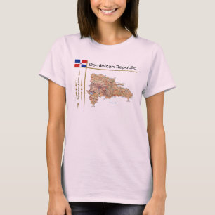 T-shirt République Dominicaine Carte + Indicateur + Titre