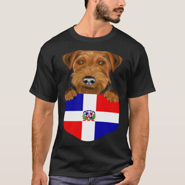 T-shirt République Dominicaine Drapeau Welsh Terrier Chien (Devant)