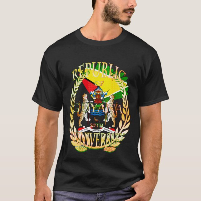T-shirt République du Guyana, heureux 50e anniversaire de  (Devant)