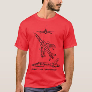 T-shirt République F105 Thunderchief American Plane Bluepr