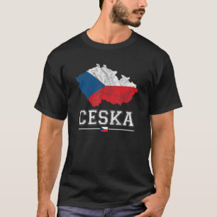 T-shirt République Tchèque Carte Et Drapeau Souvenir Disto