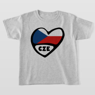 T-shirt République tchèque Code pays Coeur du drapeau, CZE