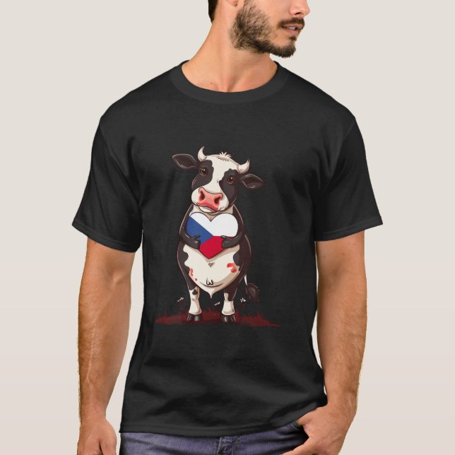 T-shirt République tchèque Cœur de vache Ceska Drapeau tch (Devant)