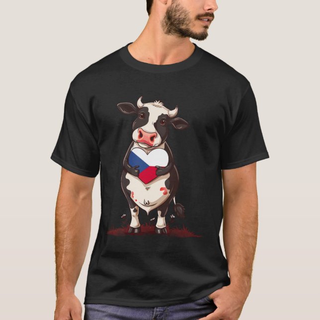 T-shirt République tchèque Cœur de vache Ceska Drapeau tch (Devant)