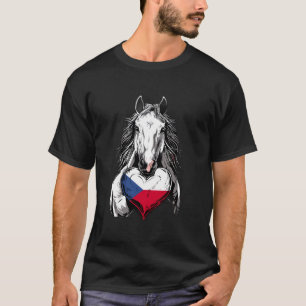T-shirt République tchèque Cœur Drapeau tchèque Cheval Rac