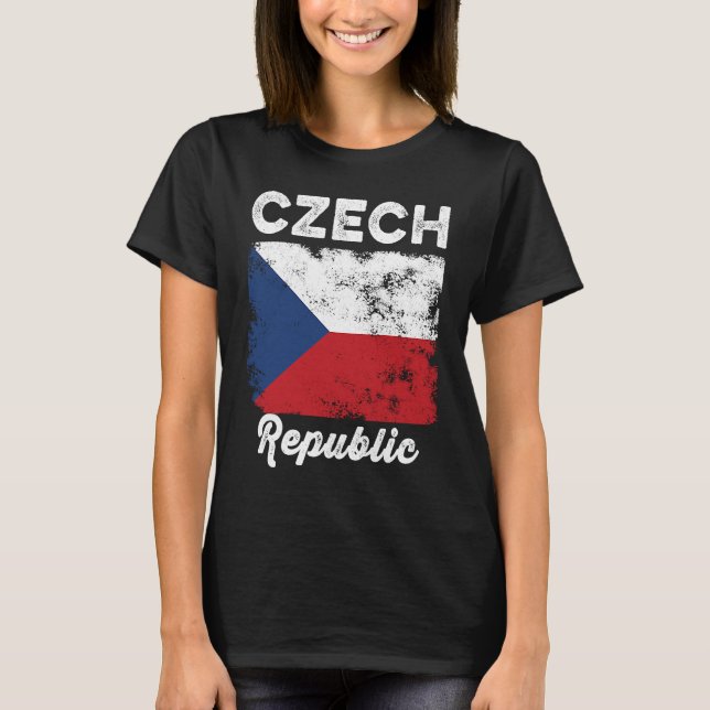 T-shirt République Tchèque Drapeau Distorsion Hommes Femme (Devant)