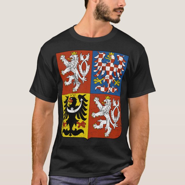 T-shirt République tchèque produit Bohemian Lion Manteau d (Devant)
