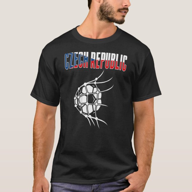 T-shirt République Tchèque Soccer Ball In Net Support Tchè (Devant)