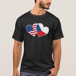 T-shirt République Tchèque USA Coeur Drapeau Tchèque Améri