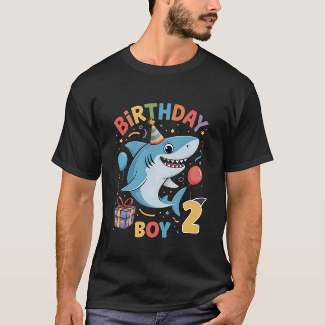T-shirt Requin 2ème anniversaire garçon thème océan deux a (Devant)