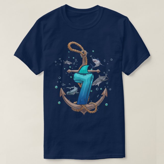 T-shirt Requin 7e anniversaire Garçons Requin 7 ans Old Oc (Design devant)