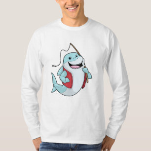 T-shirt Requin à la pêche avec canne à pêche