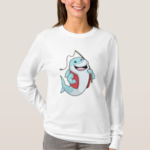 T-shirt Requin à la pêche avec canne à pêche