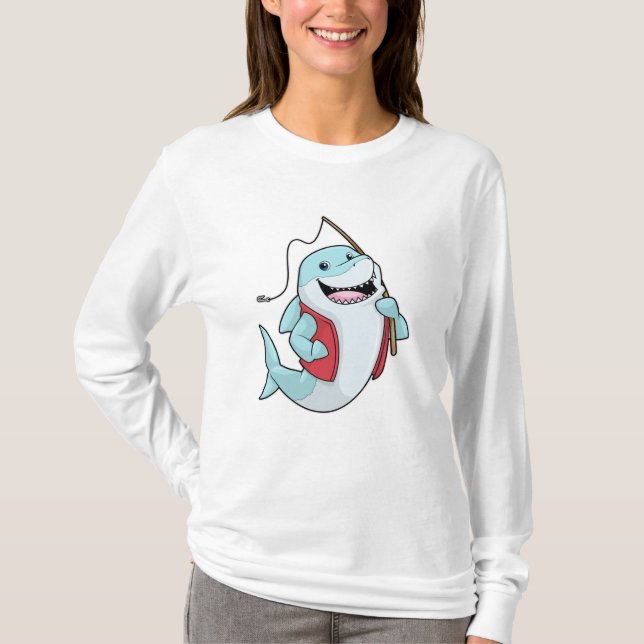 T-shirt Requin à la pêche avec canne à pêche (Devant)