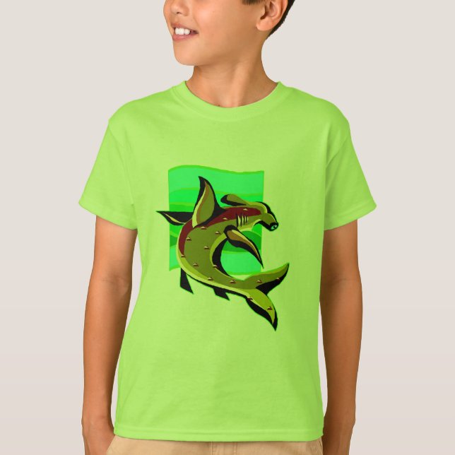 T-shirt Requin à marteau vert (Devant)