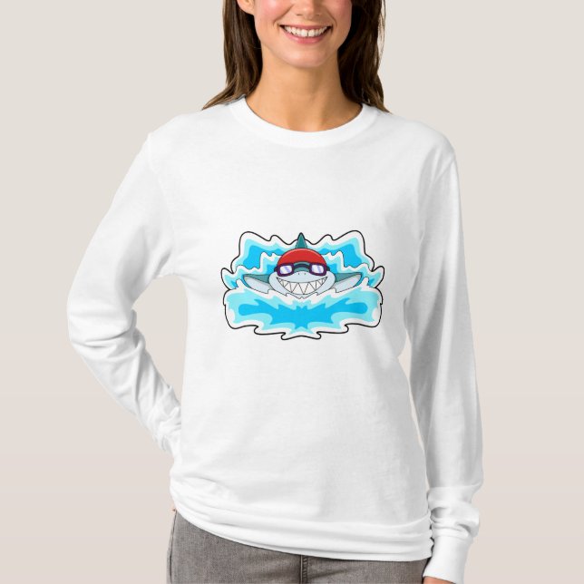 T-shirt Requin à nager avec lunettes de natation (Devant)