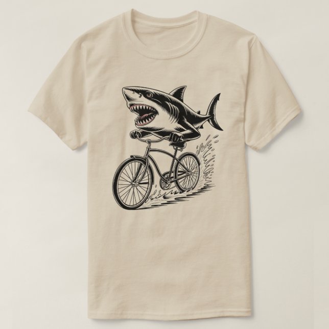T-shirt Requin à vélo • Tee-shirt Attaque de Requin Terres (Design devant)
